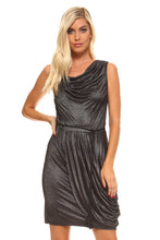 Women's Cowl Neck Dress with Waist Tie