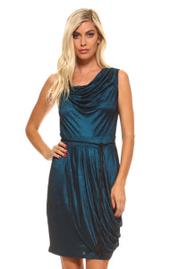 Women's Cowl Neck Dress with Waist Tie