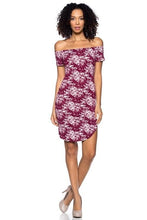 Women's Stretch Knit Elastic Off Shoulder Printed Dress