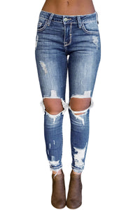 Light Blue Destroyed Skinny Jeans