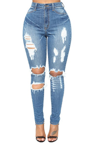 Light Blue Denim Distressed Skinny Jeans