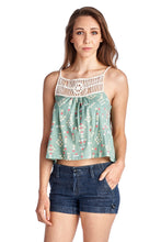 Urban Love Aztec Printed Jersey Crochet Tank