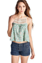 Urban Love Aztec Printed Jersey Crochet Tank