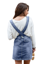 Thigh High Washed Denim Dungarees Skirt Dress