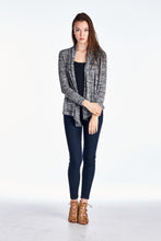 Christine V Long Sleeve Black & Grey Melange Knit Open Cardigan