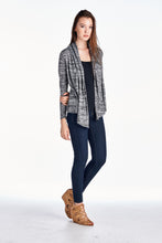 Christine V Long Sleeve Black & Grey Melange Knit Open Cardigan