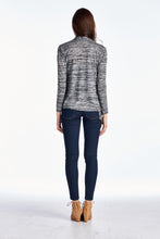 Christine V Long Sleeve Black & Grey Melange Knit Open Cardigan