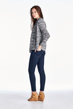 Christine V Long Sleeve Black & Grey Melange Knit Open Cardigan