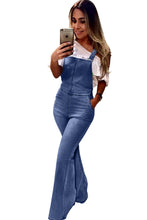 Sky Blue Retro Washed Flared Jeans Overall