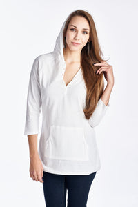 Urban Love Long Sleeve Jersey Knit Hooded Tunic - WholesaleClothingDeals - 1