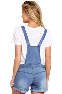 Light Blue Girly Fashion Denim Short Overalls