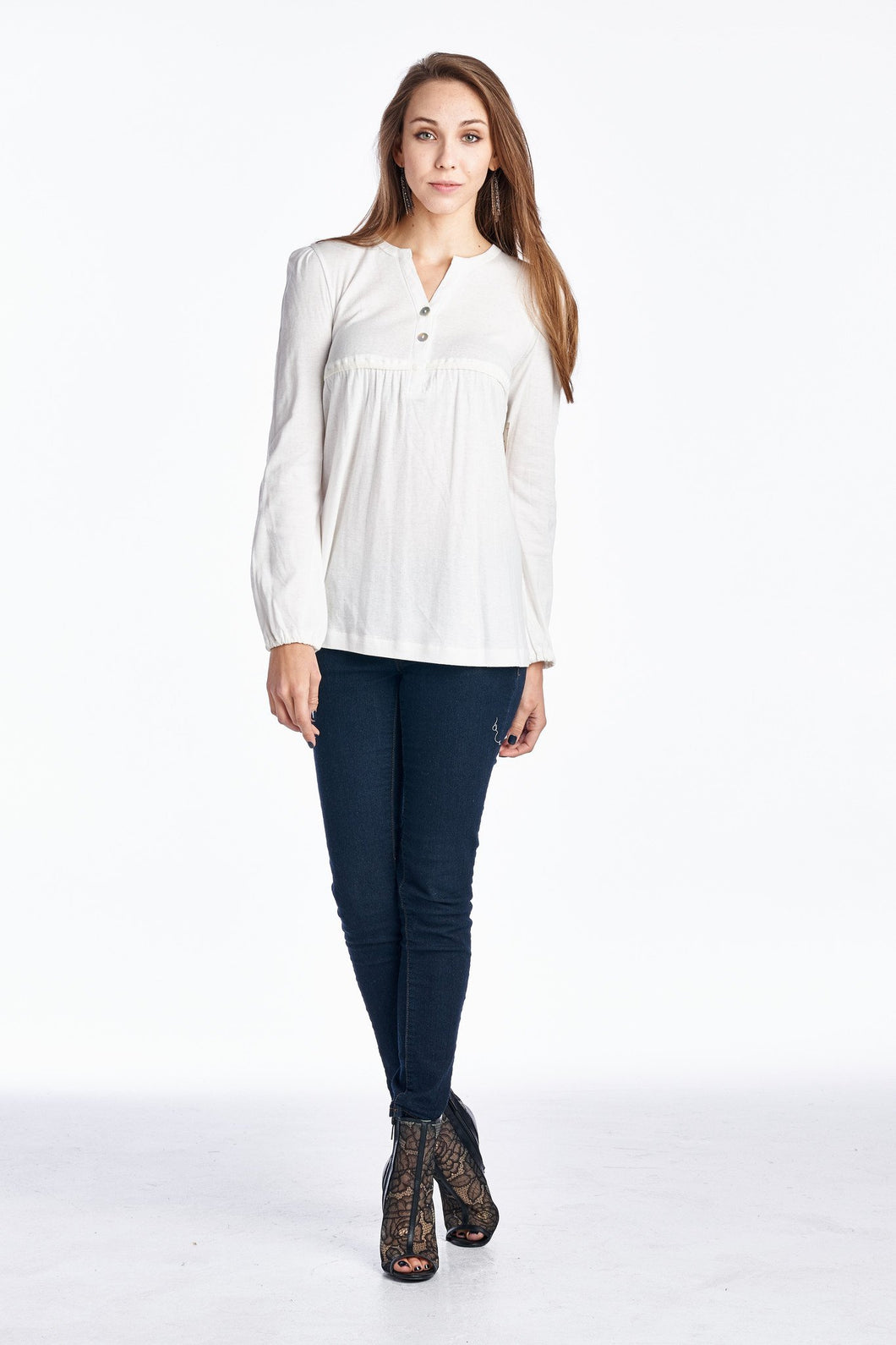 Urban Love Long Sleeve Button-Front Top - WholesaleClothingDeals - 1