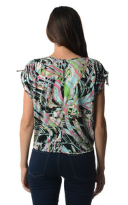 Urban Love Short Sleeve Printed Shoulder Tie Top - WholesaleClothingDeals - 3