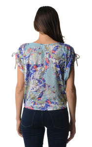 Urban Love Short Sleeve Printed Shoulder Tie Top - WholesaleClothingDeals - 7