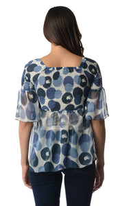 Urban Love Spot Printed Chiffon Smocked Top - WholesaleClothingDeals - 7