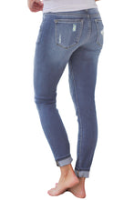 Leopard Patch Detail Blue Distressed Jeans