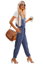 Dark Blue Denim Easygoing Drawstring Overalls