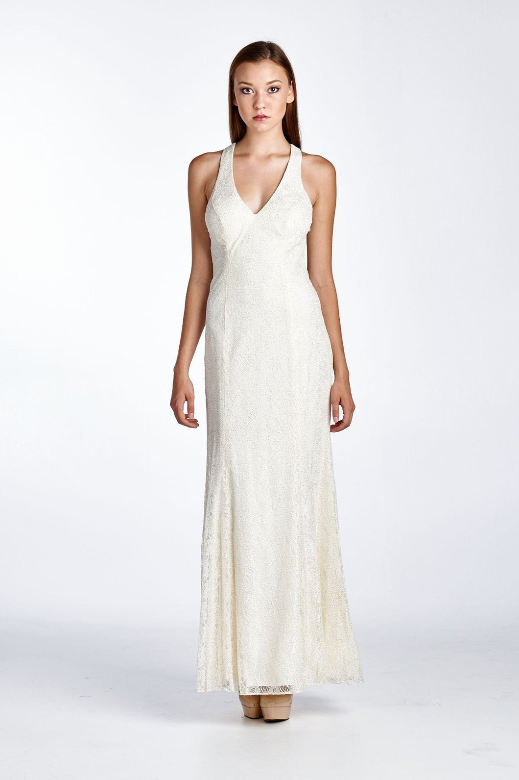 Ignite Bow Detail V-Neck Evening Dress 