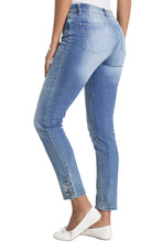 Silver Button Detail Light Blue Wash Skinny Jeans