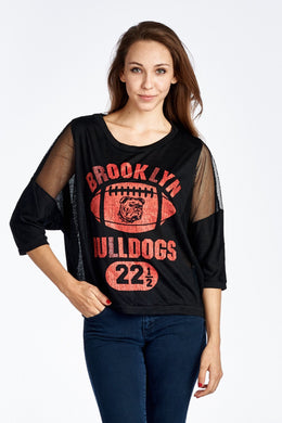 Urban Love Varsity Screen Mesh Sleeves Tee - WholesaleClothingDeals - 1