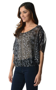 Derek Heart Printed Chiffon Loose Top -  - 2