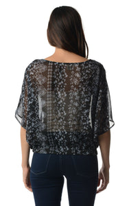 Derek Heart Printed Chiffon Loose Top -  - 3