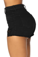 Black Close Fit High Waist Denim Shorts