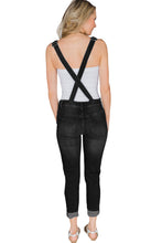 Black Wash Distressed Jeans Overalls