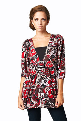 Women's Abstract Printed Surplice Top