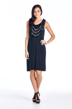 Sharagano Pearl Neck Trim Jersey Tank Dress 