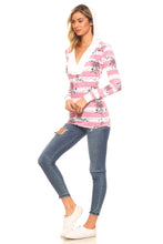 Women's Long Sleeve Printed Stripe Hooded Top