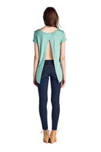 Christine V Teal Crochet Accent Split Back Top