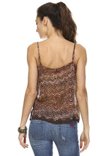Urban Love Printed Lurex Chiffon with Lace Trim Tank 