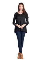 Urban Love Black Cuff-Accent Hi-Low Top