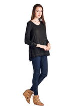 Urban Love Black Cuff-Accent Hi-Low Top