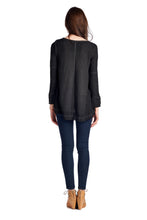 Urban Love Black Cuff-Accent Hi-Low Top