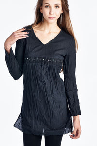 Urban Love Long Sleeve Broomstick V-Neck Top - WholesaleClothingDeals - 1