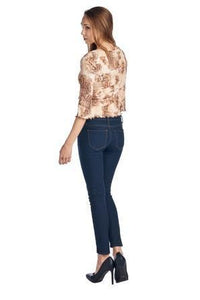 Urban Love 3/4 Sleeve Printed Top with Suede Ties - WholesaleClothingDeals - 5