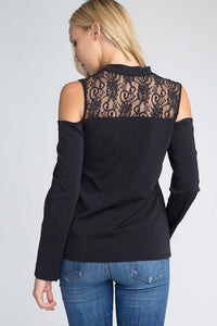 Women's Lace Cold Shoulder Top