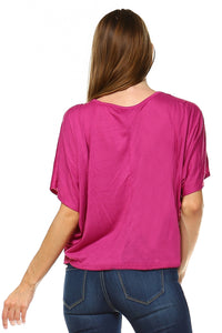 Women's Fuchsia Tassel Top