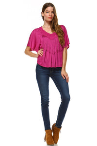 Women's Fuchsia Tassel Top