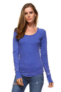 Women's Long Sleeve Thermal Mineral Wash Tops