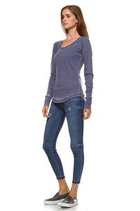 Women's Long Sleeve Thermal Mineral Wash Tops