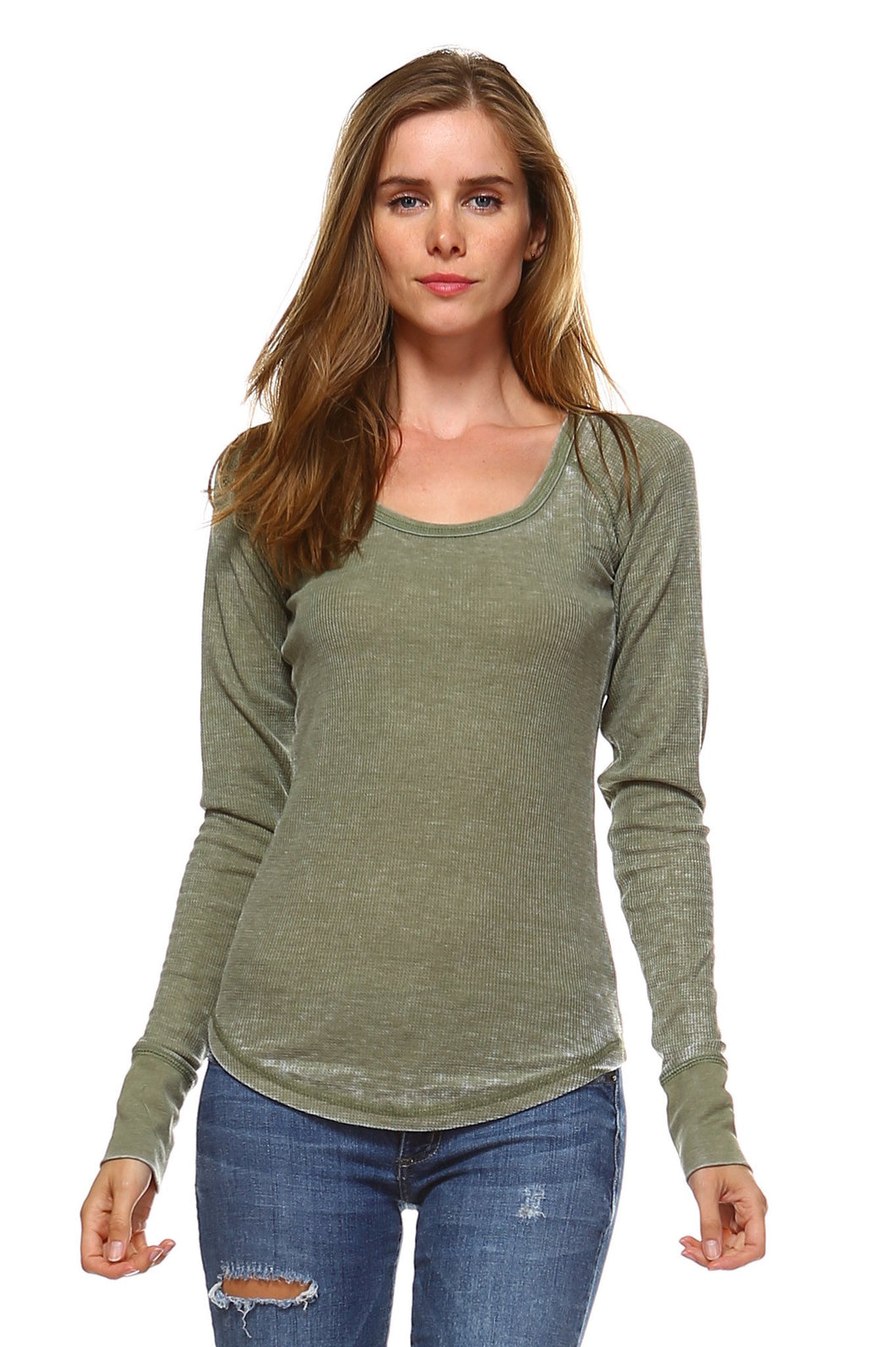 Women's Long Sleeve Thermal Mineral Wash Tops