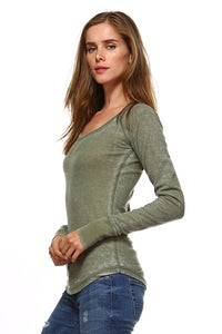 Women's Long Sleeve Thermal Mineral Wash Tops