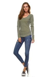 Women's Long Sleeve Thermal Mineral Wash Tops