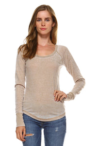 Women's Long Sleeve Thermal Mineral Wash Tops