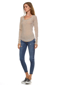 Women's Long Sleeve Thermal Mineral Wash Tops