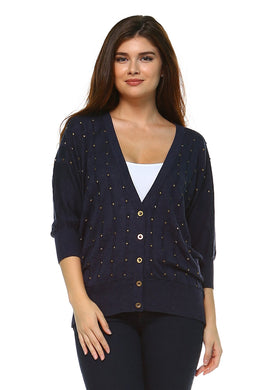 Women's Button Up Studded Cardigan