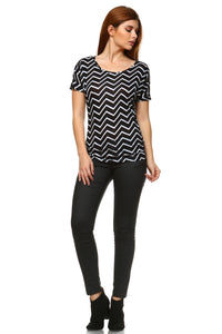 Women's Black & White Pattern Top